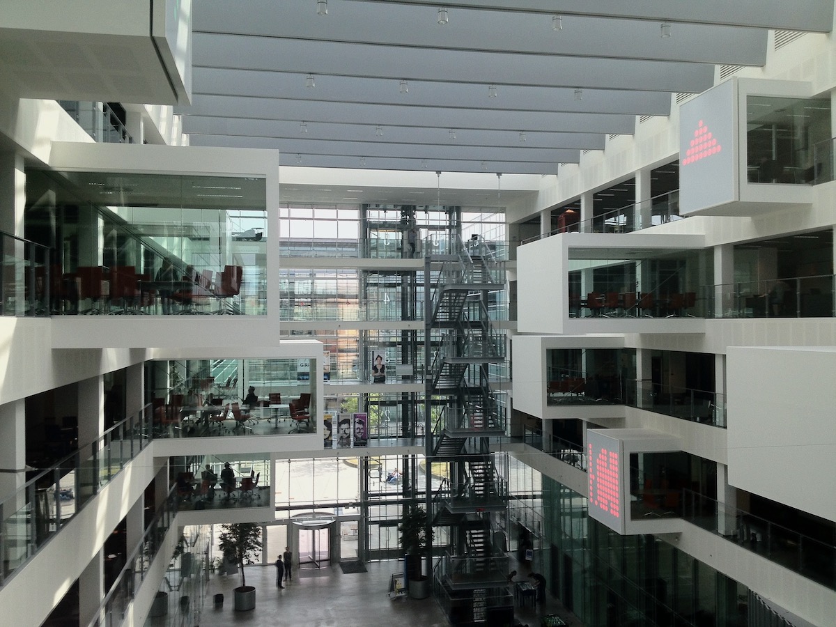 The fascinating atrium at the Copenhagen IT University