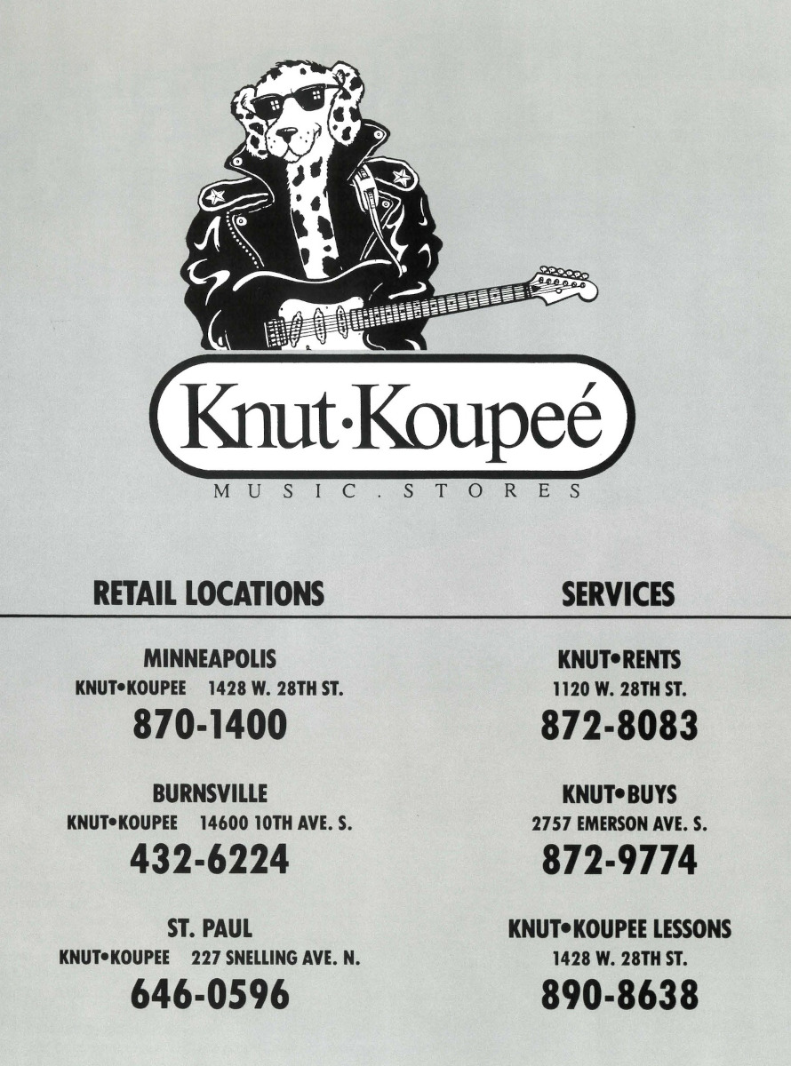 Advertisement for Knut-Koupeé Music Stores in Minneapolis and St. Paul