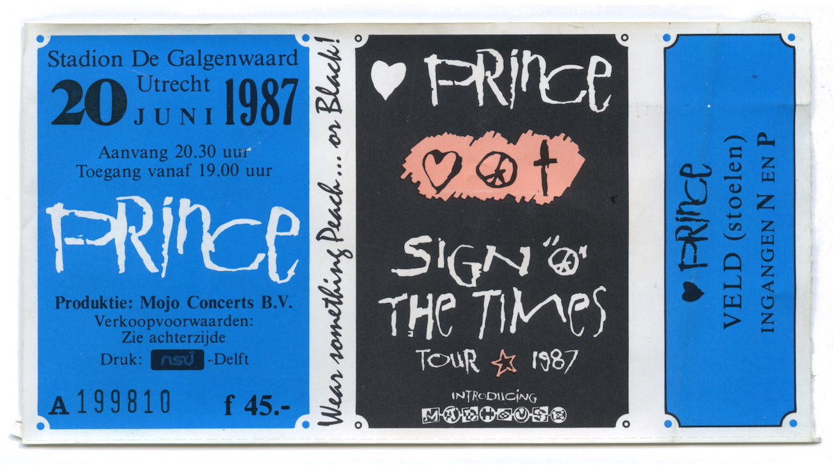 One of our tickets for the Saturday, June 20th, 1987 show with the request: <em>&lsquo;Wear something Peach &hellip;or Black!&rsquo;</em>